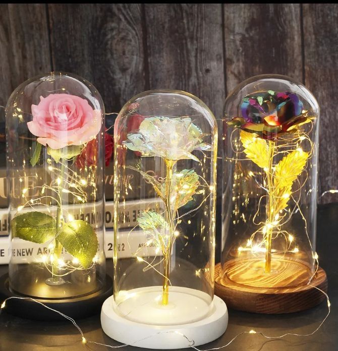 Róże w szkle swiecace ...24 róże  Led z wtyczką USB lampka nocna na pr