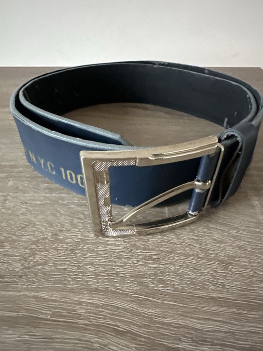 Ремень кожаный синий