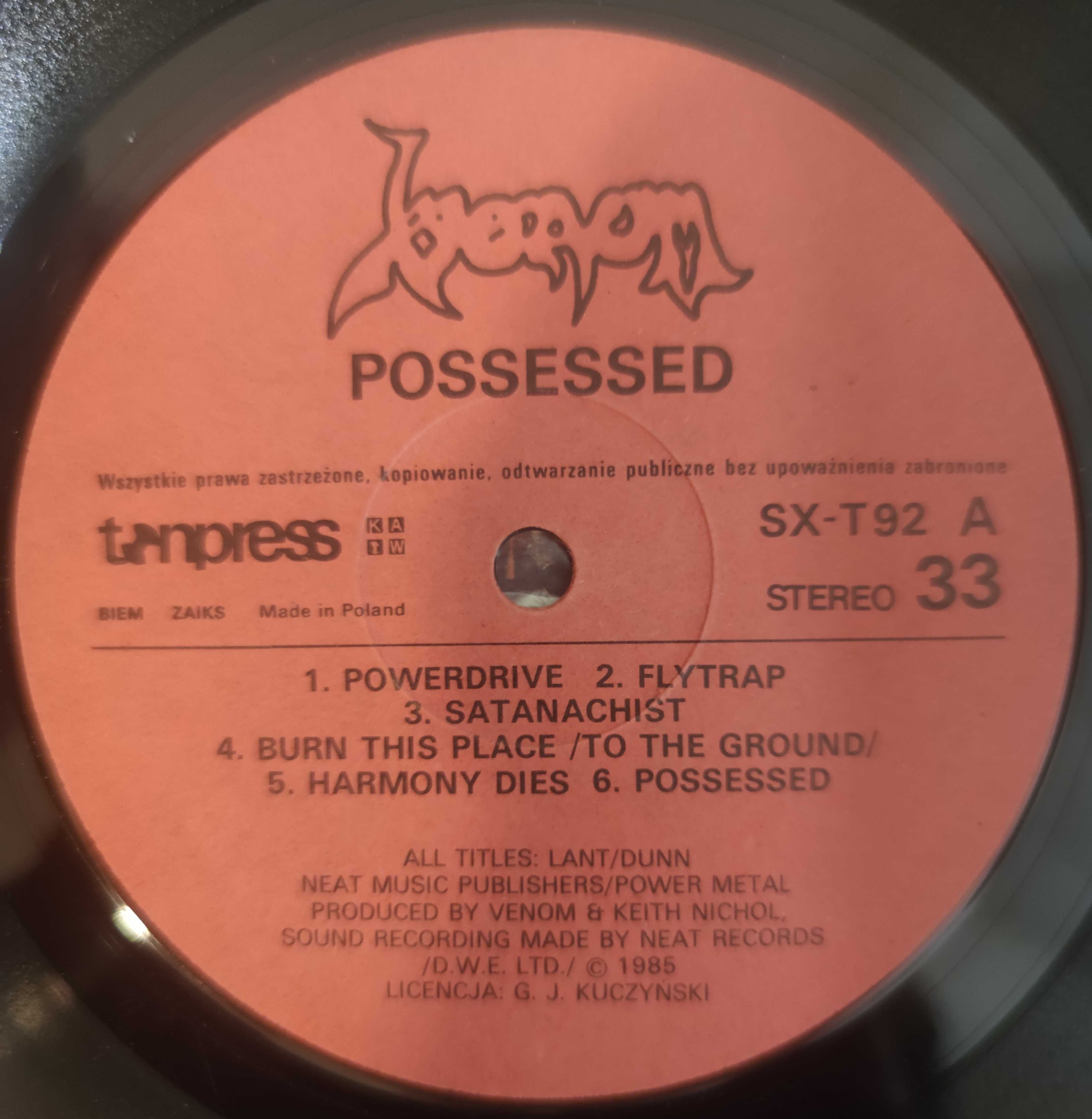 Venom - Possessed. EX. LP. Tonpress.
