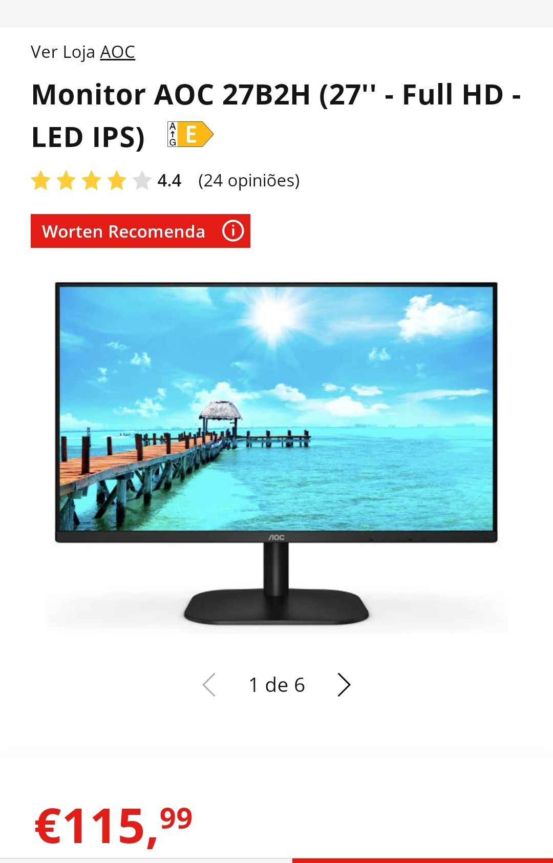 Monitor 27' - AOC 27B2H (27'' - Full HD - LED IPS)