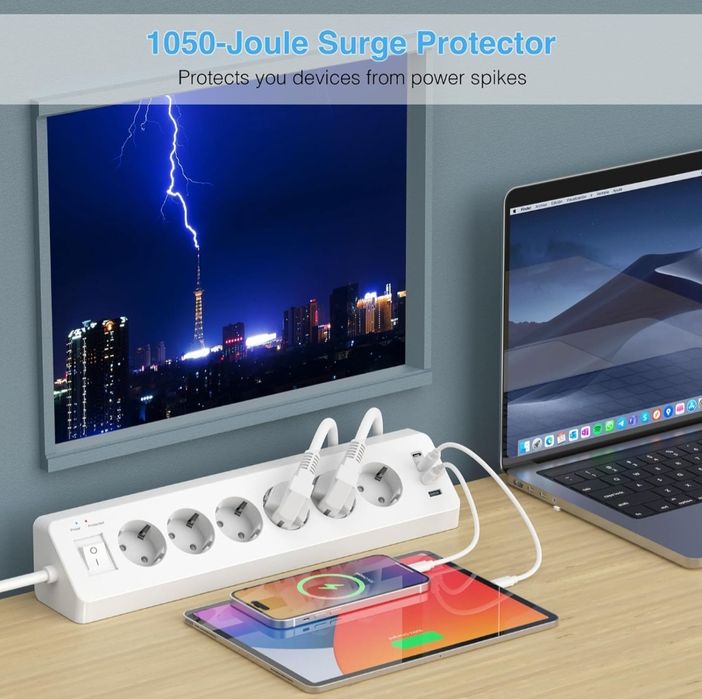 SUDEERY Listwa zasilająca z 4 gniazdami USB