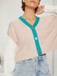 Kardigan Sweterek Damski Casual Cropped L 40