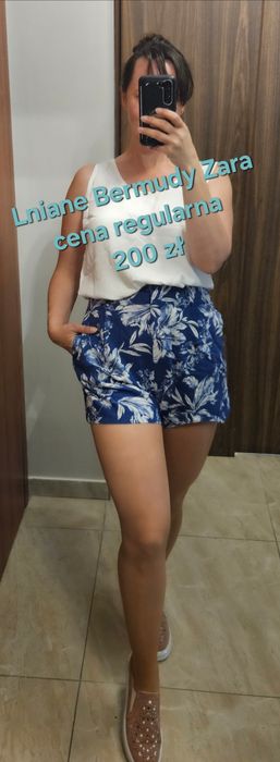 Niebieskie Bermudy szorty Zara kwieciste