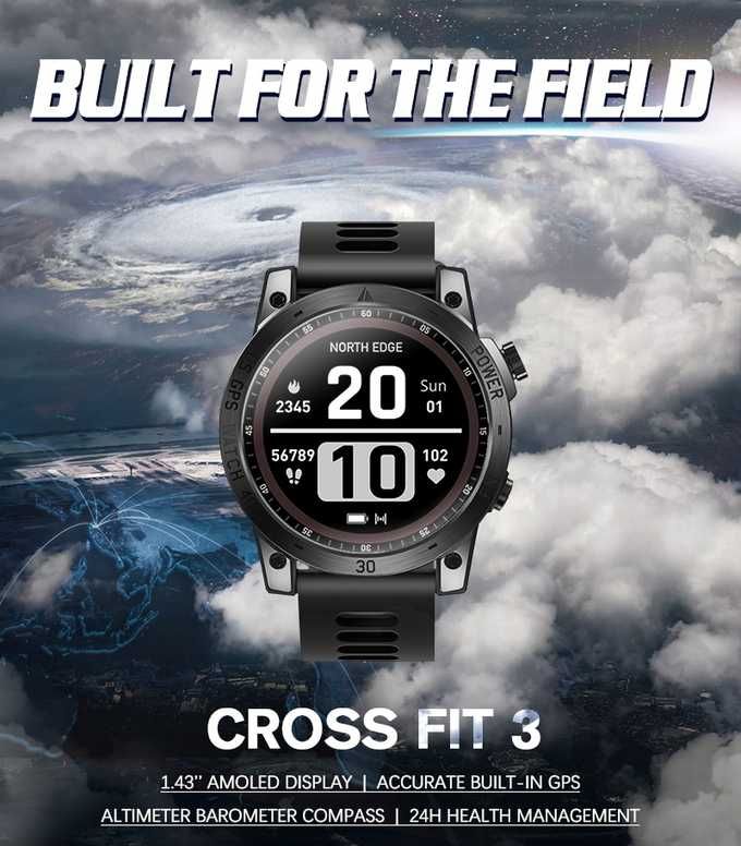 Топ 2023! Смарт годинник тактичний North Edge CrossFit GPS