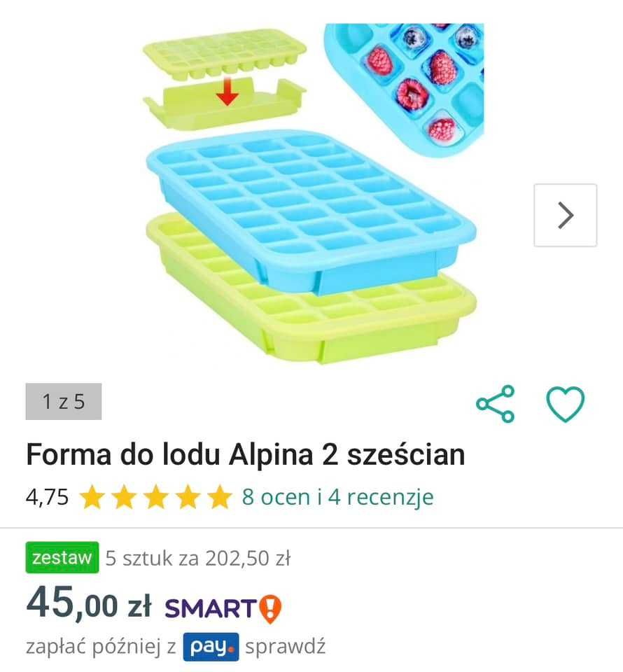 Forma do lodu, kostki, zestaw 2 sztuk