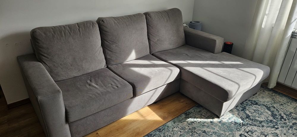 Sofa cinzento 3 lugares com chaise long