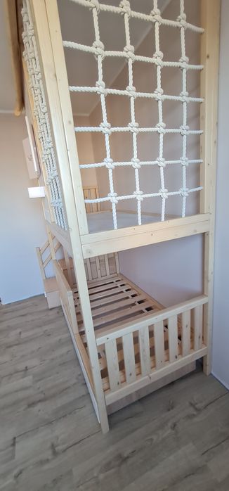 Łóżko piętrowe domek łóżeczko antresola siatka liny