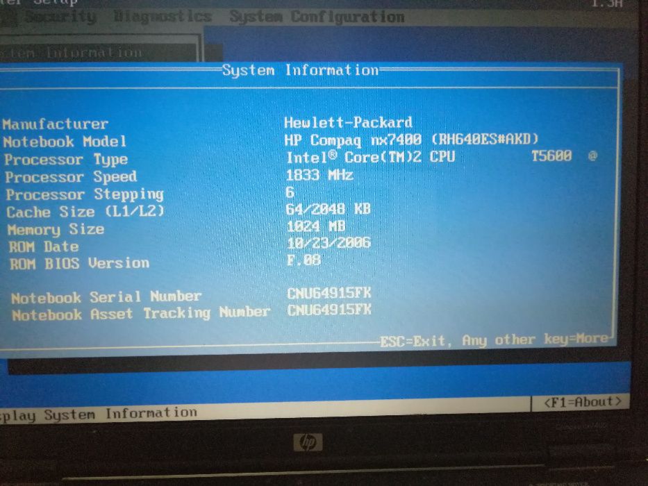 Laptop HP nx7400