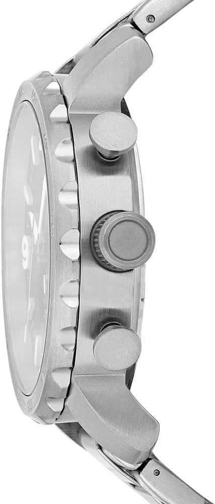 Fossil Męski Nate Jr1353 Zegarek na Rękę, Srebrny/Czarny, Ø 50 mm