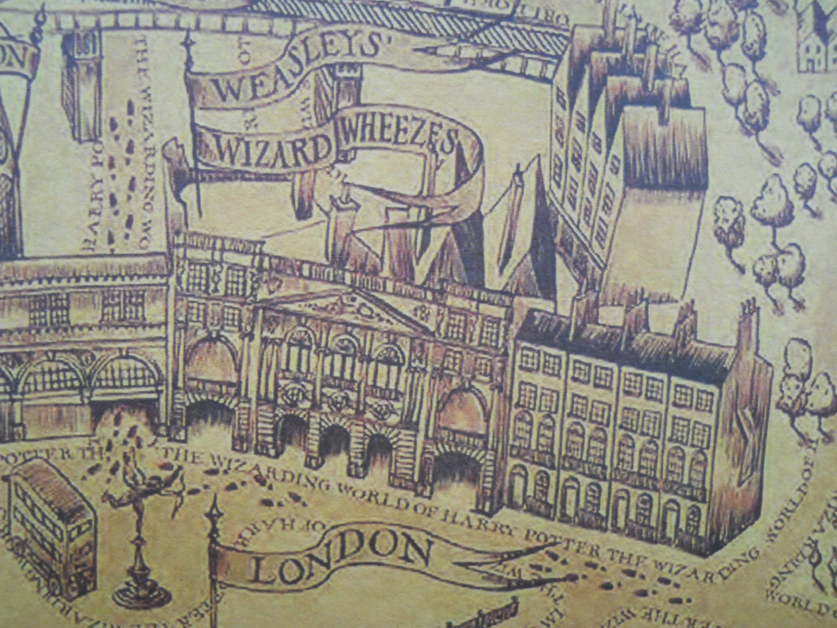 Плакат Гарри Поттер, Хогвартс и косая аллея постер карта мира