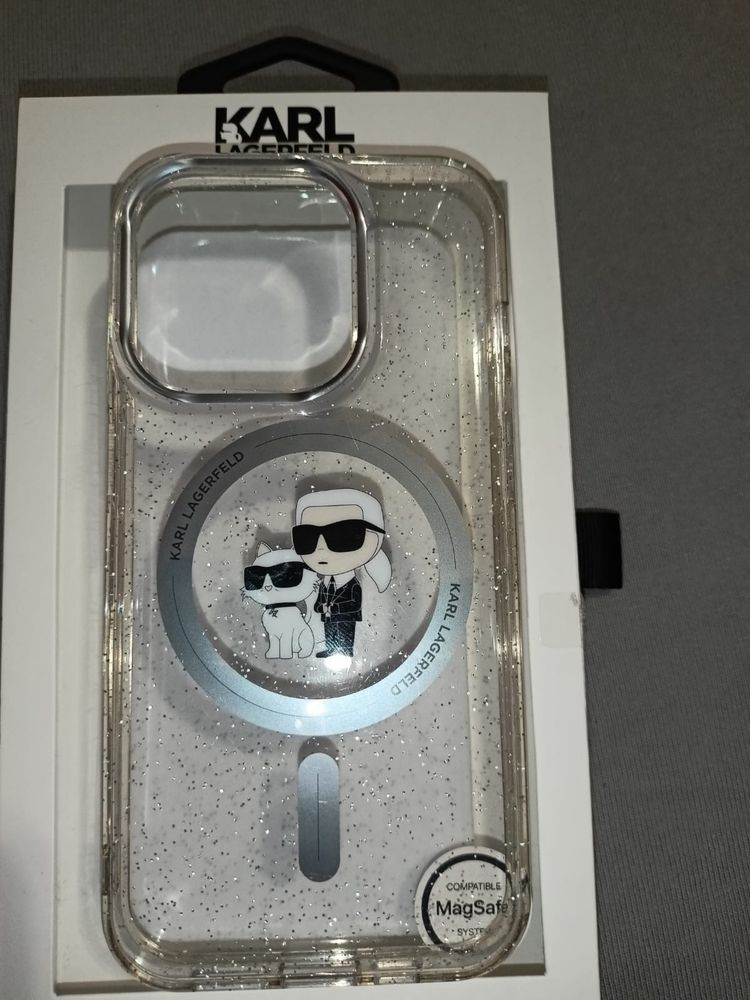 ETUI KARL Glitter MagSafe iPhone 15 Pro Clear