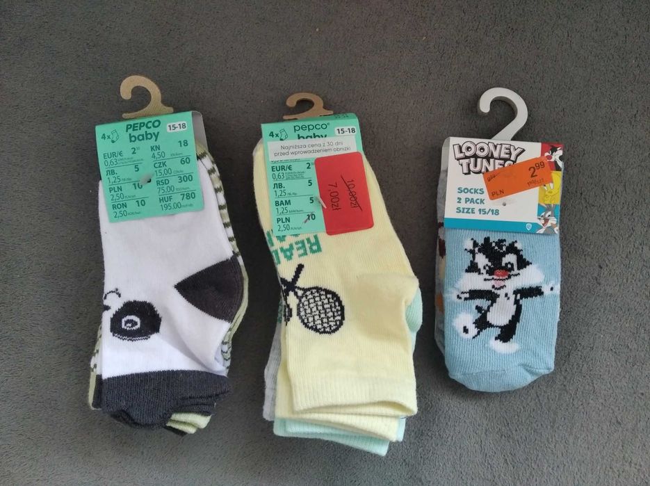 3 paczki skarpetki skarpety letnie chłopięce rozm. 15-18, 9 sztuk NOWE