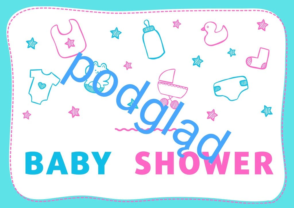 Plakat XXL napis BABY SHOWER wyprawka pępkowe bociankowe dziecko ciąża