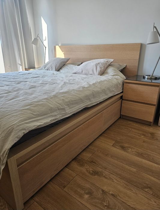 Łóżko MALM z 4 szufladami +2 szafki nocna