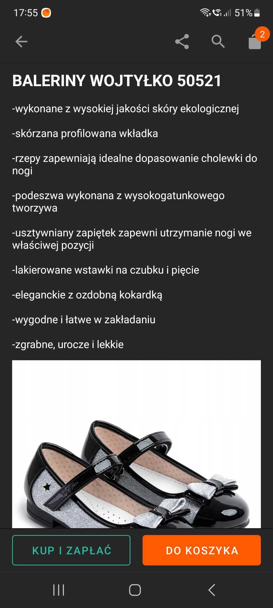 Eleganckie, czarne lakierki ze srebrną kokardką rozmiar 31 Wojtyłko