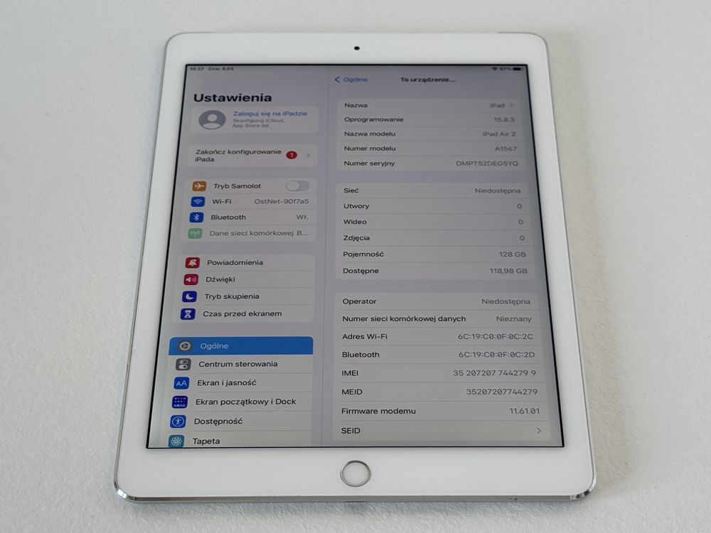 iPad Air 2 (A1567) - 128GB - Cellular (LTE) - faktura VAT 23%