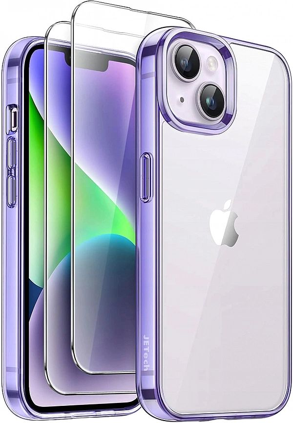 Etui iPhone 14 Plus 6,7 Cala x2 Szkło Hartowane JETech 3 w 1 głęboki f