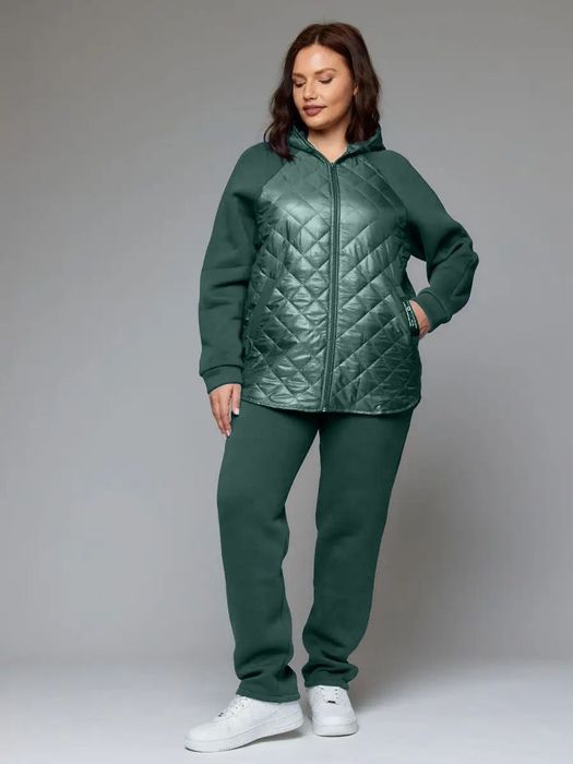 Теплий жіночій стьобаний костюм двійка : стьобана куртка та штани.48-6