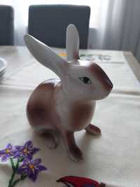 Figurka Ćmielów królik zając PRL porcelana mały uszczerbek na uch