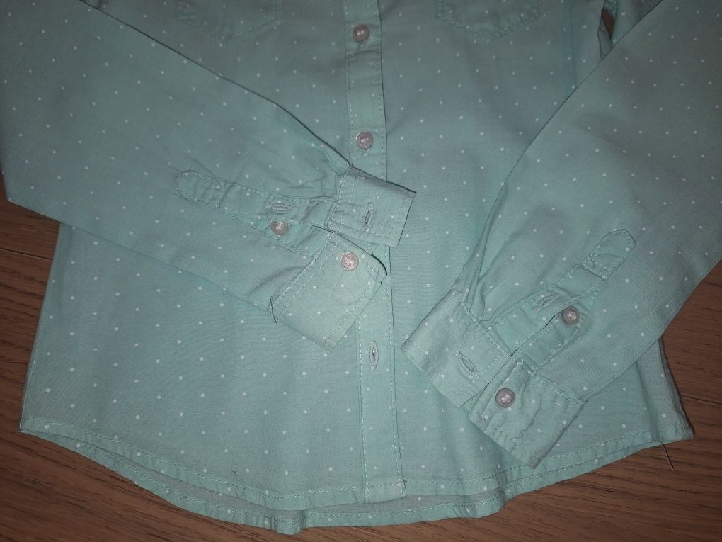 Koszula kropki miętowa H&M rozmiar 116