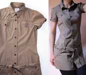 Carry 36 S letnia tunika bawełna khaki beż brąz militarny styl, safari