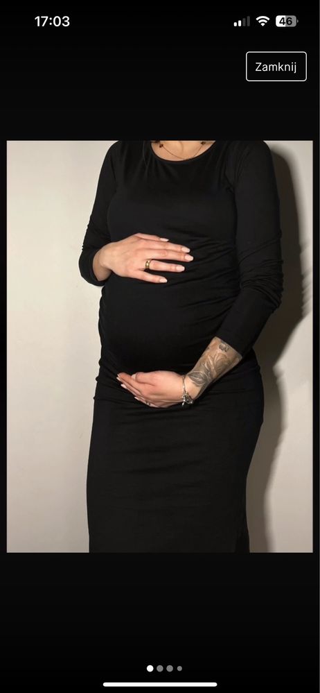 Sukienka ciążowa czarna MIDI  rozcięciem sinsay maternity XS
