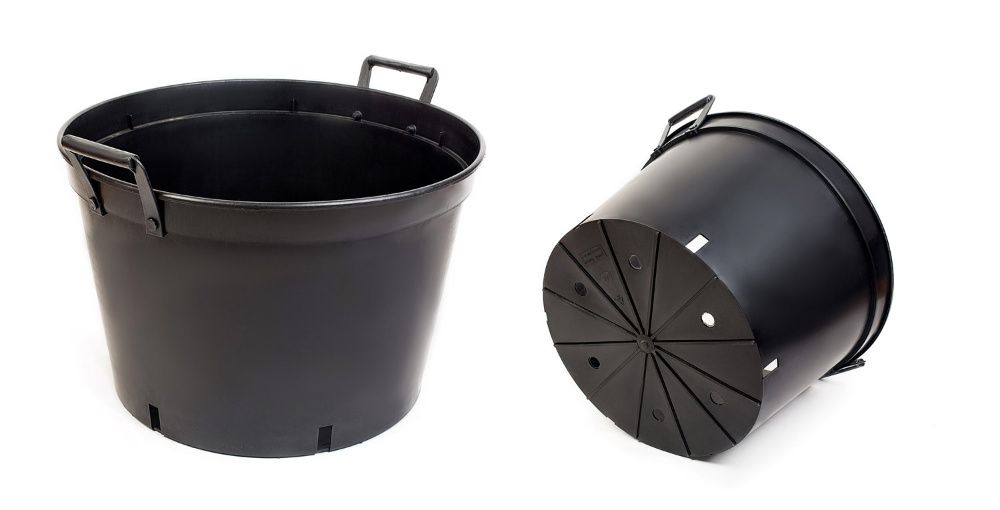 Doniczki produkcyjne 40 L z uchwytami zanitowanymi na stałe 46cm MOCNE