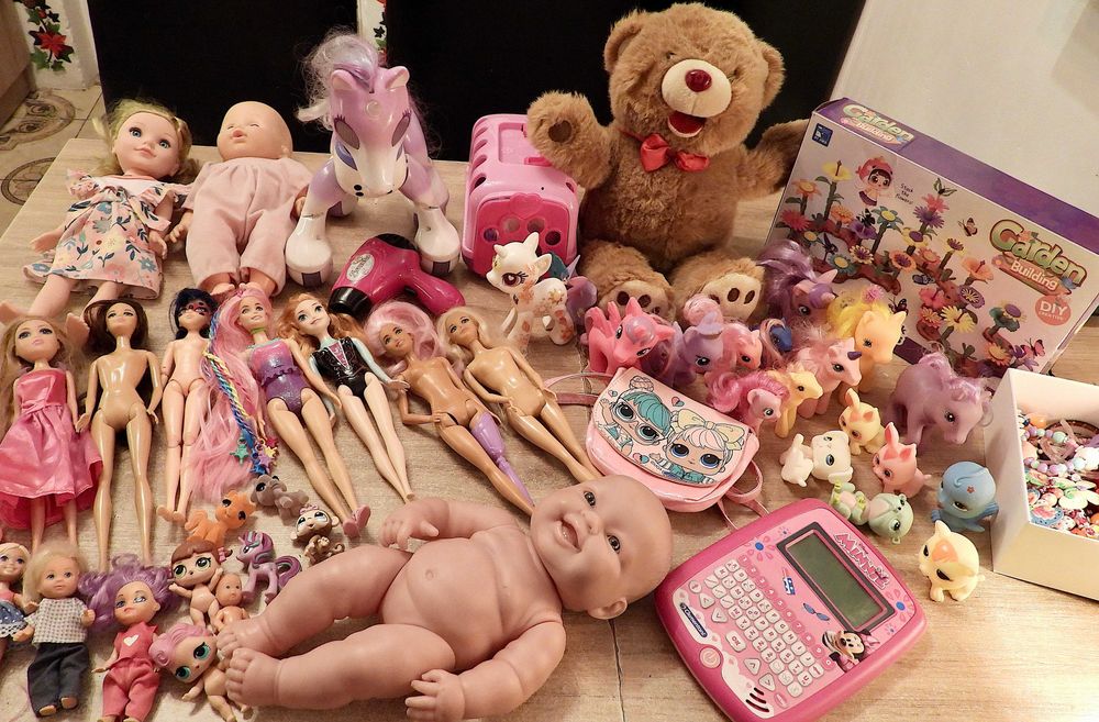 zestaw zabawek, Barbie, bobas jak żywy, interaktywne zabawki i inne