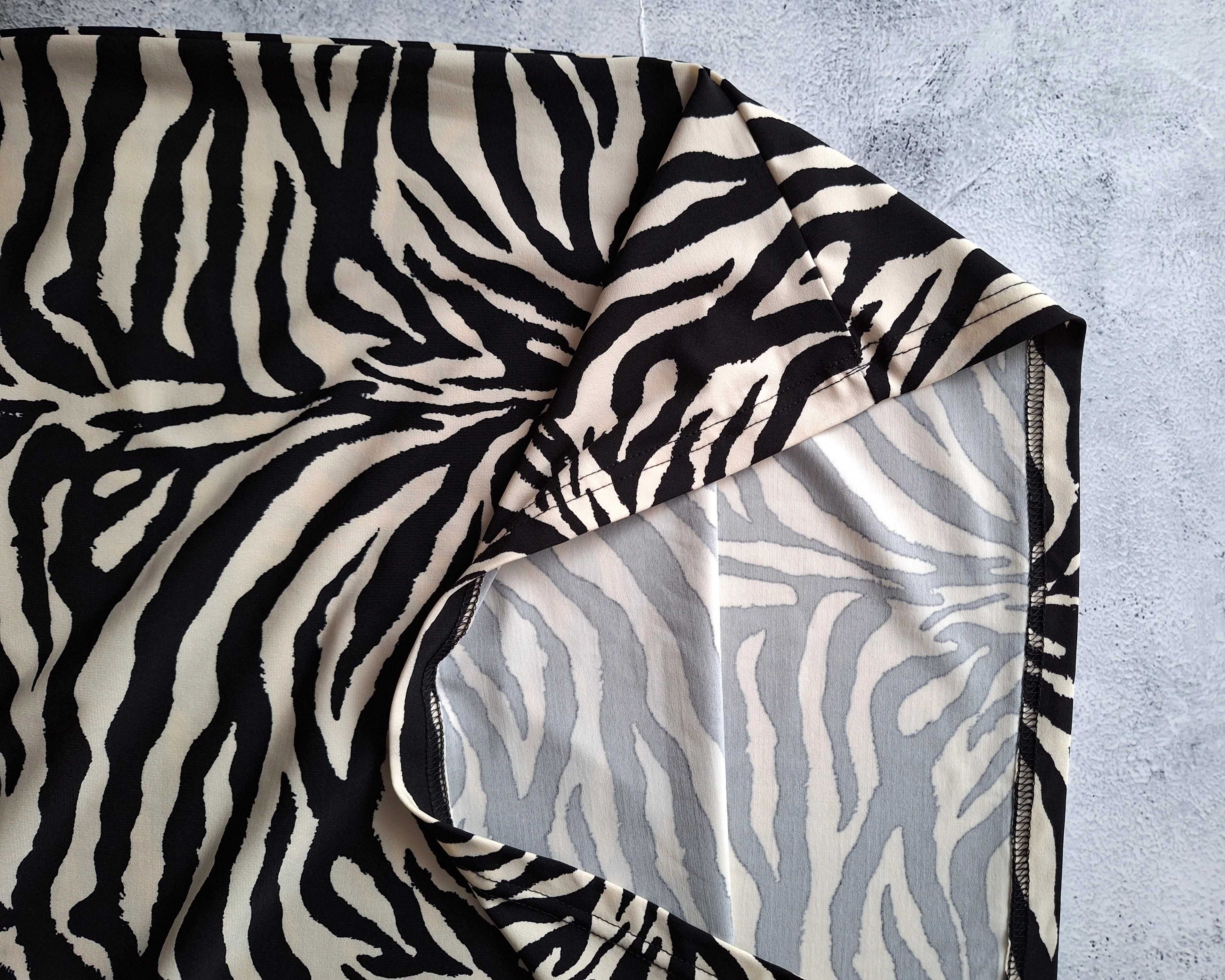 Nowa Ołówkowa Sukienka Midi z Wzorem Zebra H&M