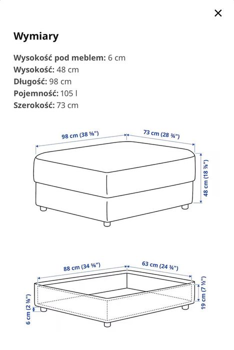 Pufa Ikea duża ze schowkiem