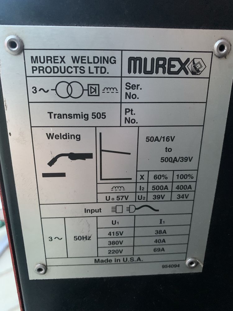 Migomat Murex Transmig 505 A z chłodzeniem i osobnym podajnikiem.