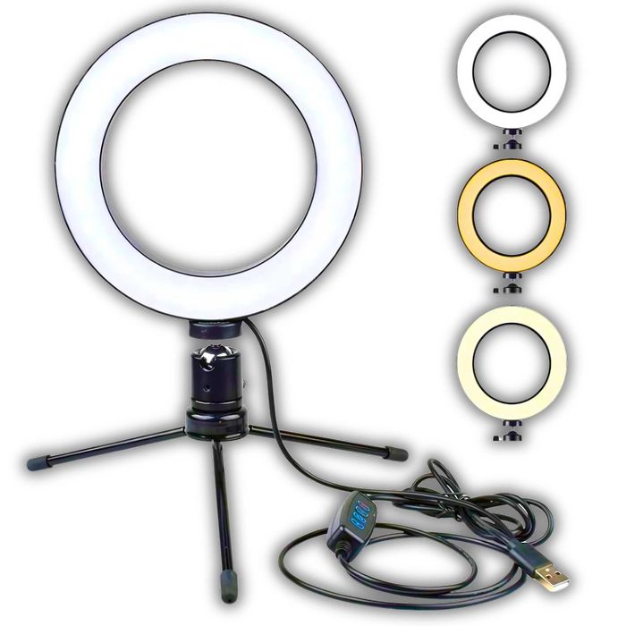 Lampa pierścieniowa LED Ring 16 cm z tripodem – do makijażu i zdjęć