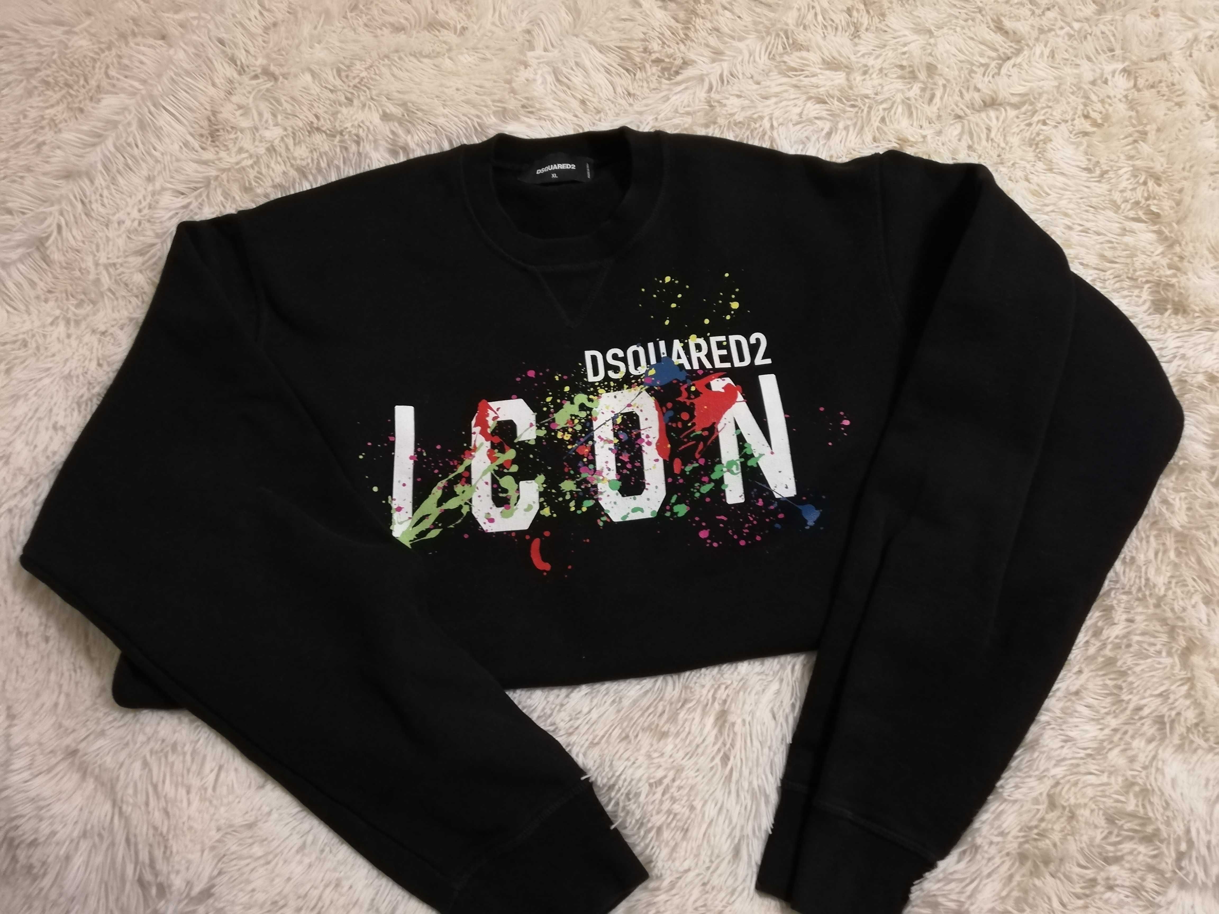 bluza DSQUARED2 L XL 40 42 męska bluza z kapturem ICON SPLATTER