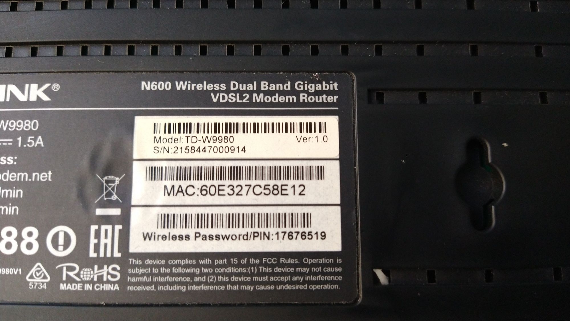 TP - LNK TD-W9980