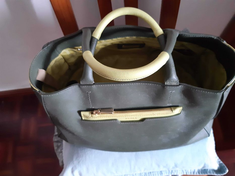Mala de mão verde original FURLA, excelente estado