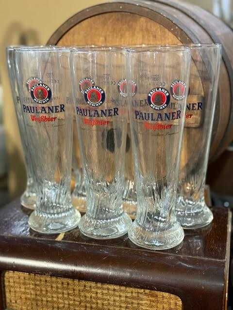 Komplet 8 szklanek Paulaner 0,5 L  grube barowe szkło  idealne do piwa