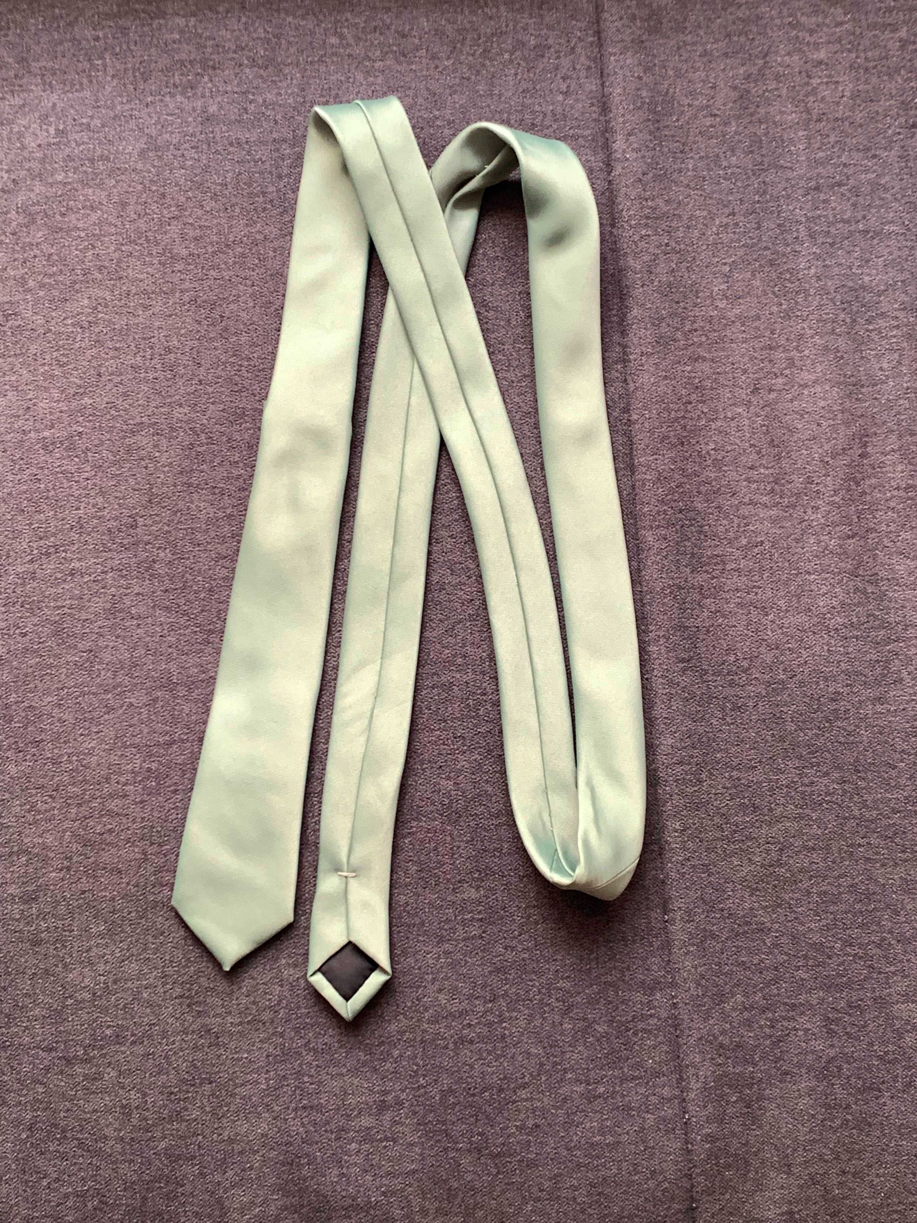NOWY krawat śledź wąski unisex zielony miętowy basic gładki