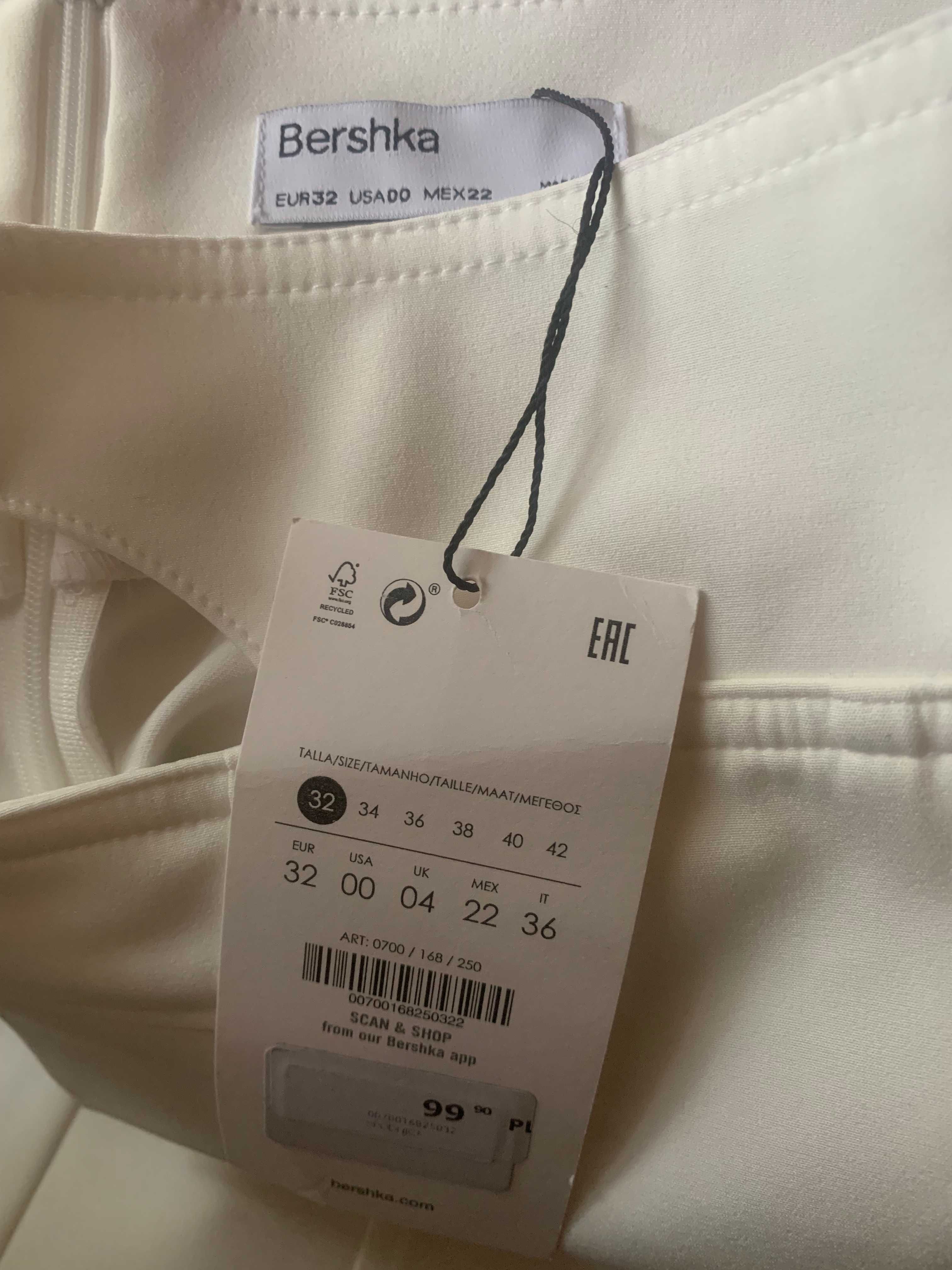 Białe nowe z metką krótkie spodenki Bershka,rozm 32