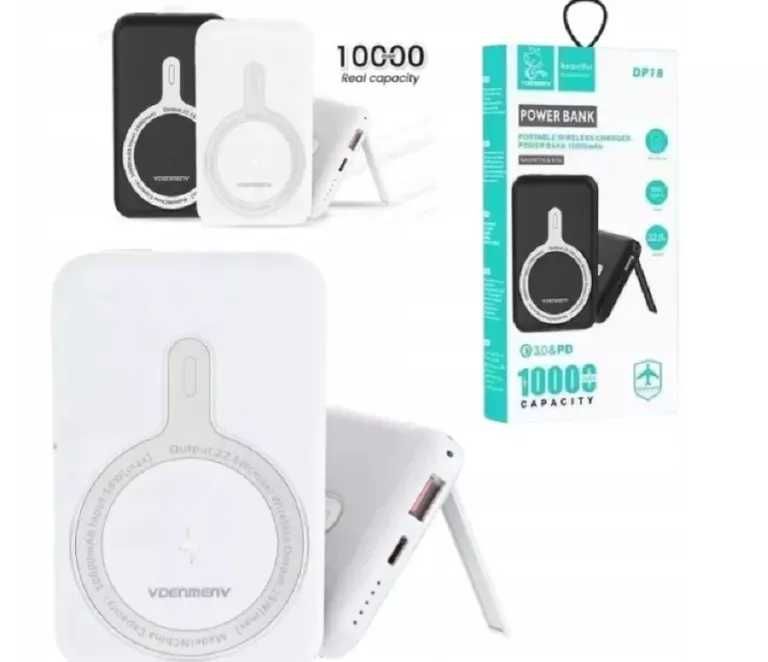 Power bank 10000mah z funkcją magsafe Denmen PD+15W biały