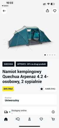 Namiot kempingowy Quechua Arpenaz 4.2 4-osobowy