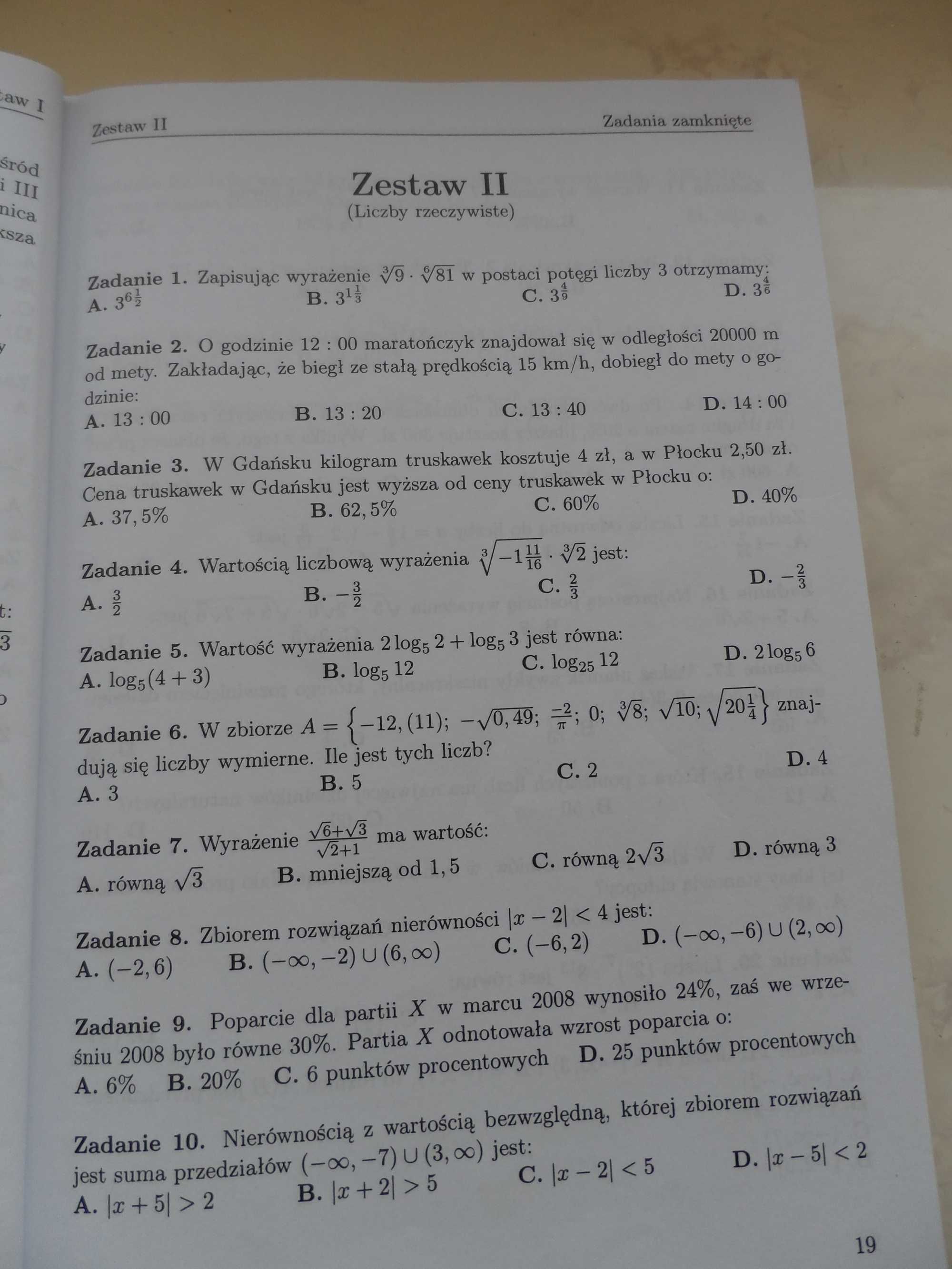 Testy maturalne- matematyka- poziom podstawowy-Masłowscy, Nodzyński...