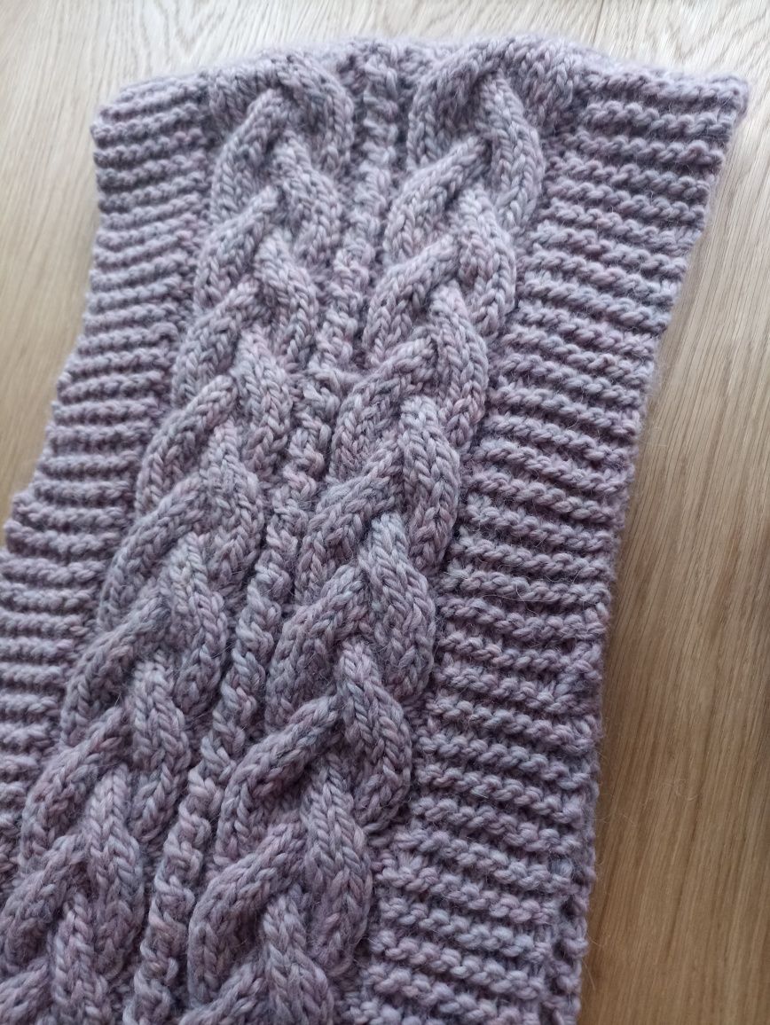 Komin dziergany handmade wełna i alpaca brudny róż. DROPS Andes 4276