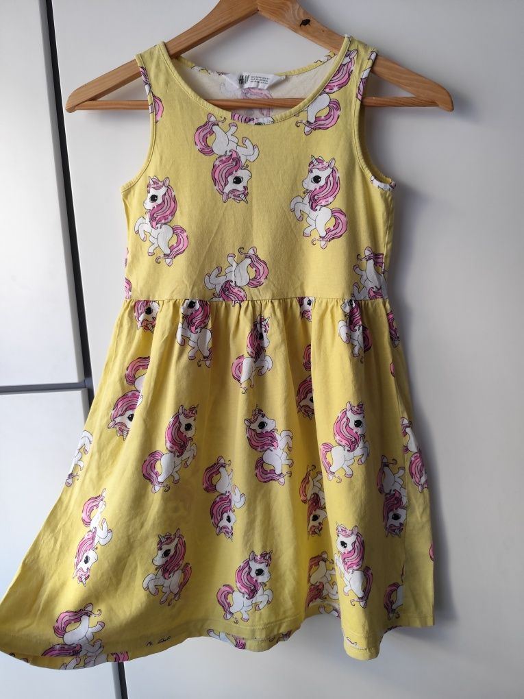 Sukienka dla dziewczynki bez rękawów w jednorożce H&M r. 134/140