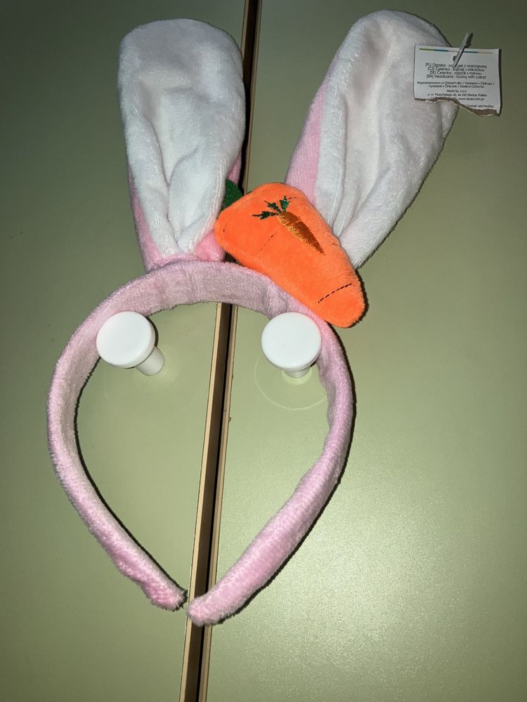 Nowa z metką opaska zając z marchewką zajączek króliczek różowa