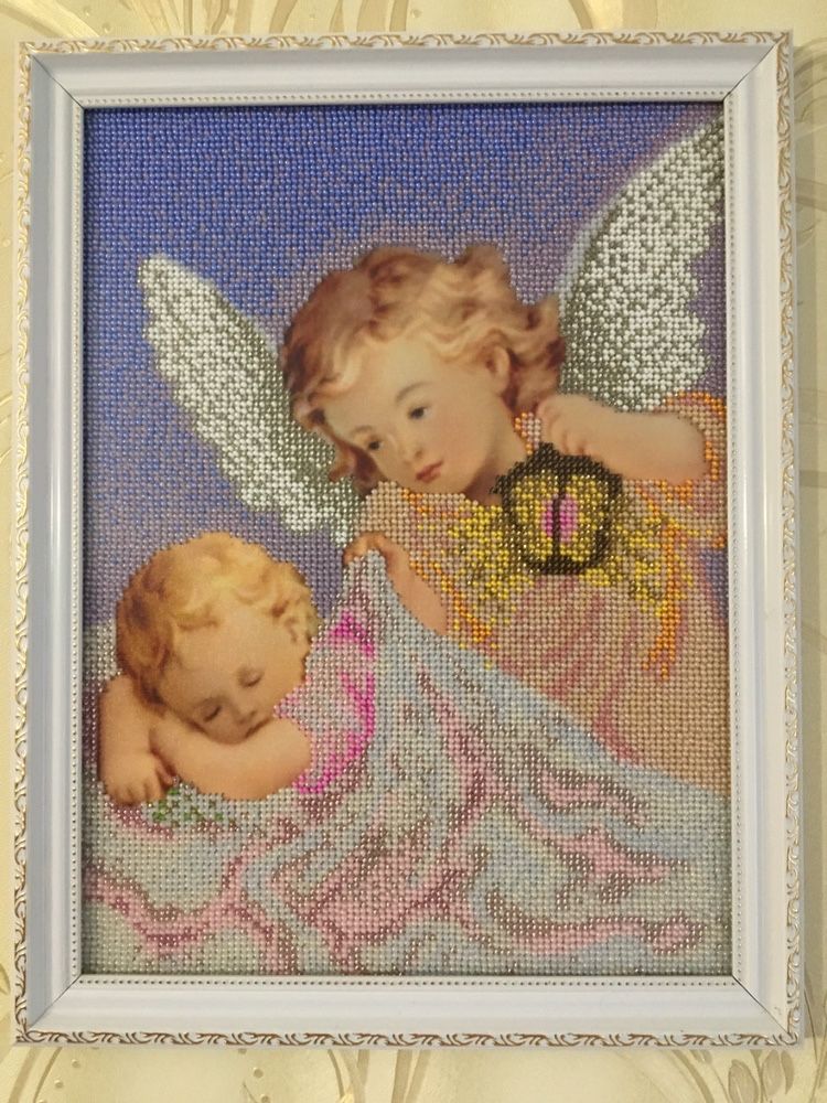 Картина вишита бісером бисерная Ангел хранитель