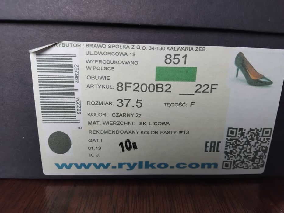 Czółenka skórzane Ryłko, rozm.37,5