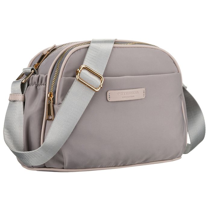 nylonowa listonoszka damska w szarym kolorze, zamykana suwakiem