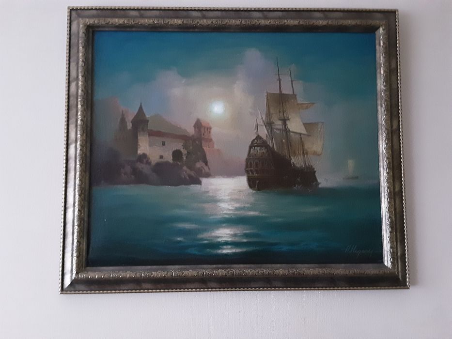 Картина маслом "Лунная гавань" Анатолий Недобежкин
