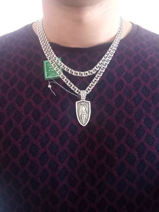 Серебряная подвеска и цепочка бисмарк подвес кулон цепь архангел