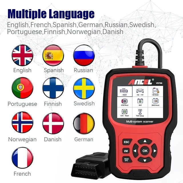 Interface de diagnóstico automóvel ANCEL Vd700 VW AUDI Skoda Seat NOVO